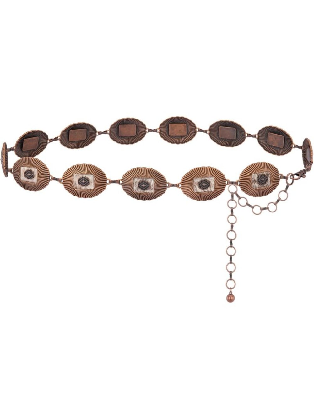 Turquoise Western Concho Chain Belt for Women - Rustic Boho Style Accessory